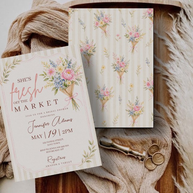 Frisch vom Markt Brautparty Einladung (Fresh Off the Market Farmer's Market Bridal Shower Invitation)