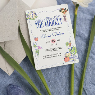 Frisch vom Markt Brautparty Whimsical Gezeichnet Einladung