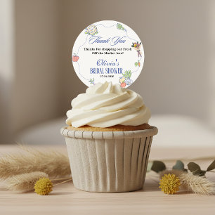 Frisch vom Markt Brautparty Whimsical Gezeichnet Runder Aufkleber