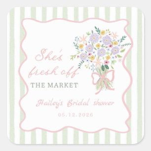 Frisch vom Markt Floral Brautparty Aufkleber