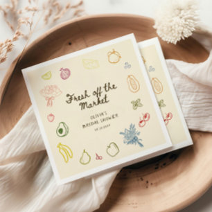 Frisch vom Markt Handgezeichnete Bridal Shower Serviette