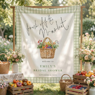 Frisch vom Markt Salbei Gingham Willkommen Wandteppich