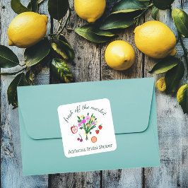 FRISCH VOM MARKT Süße individuelle Bridal Shower Quadratischer Aufkleber