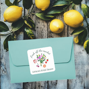 FRISCH VOM MARKT Süße individuelle Bridal Shower Quadratischer Aufkleber