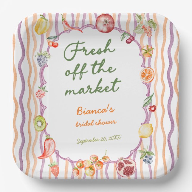 Frisch vom Markt - Whimsical-Brautjungfernparty Pappteller (Vorderseite)