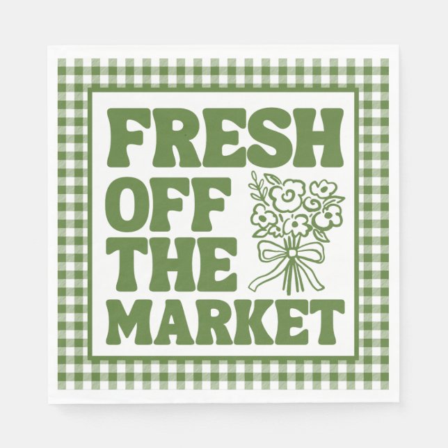 Frisch vom Markt Whimsical Grüne Hochzeitsdusche Serviette (Vorderseite)