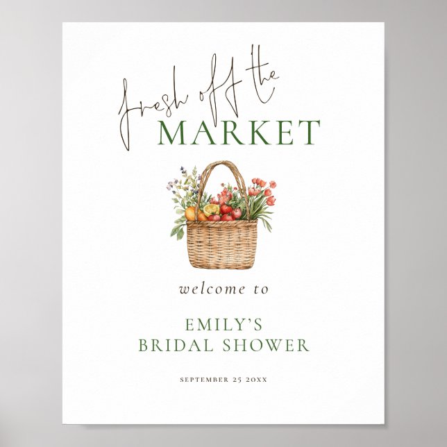 Frisch vom Markt Willkommen zur Bridal Shower Poster (Vorne)