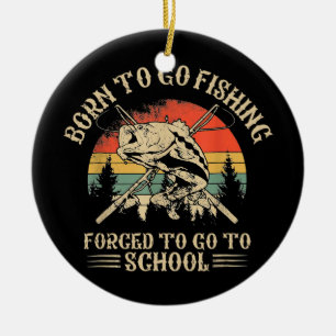 Frischbarsch Fische Fischer Kinder Geboren gehen Keramik Ornament