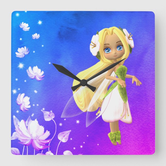 Frischblume Quadratische Wanduhr (Vorderseite)