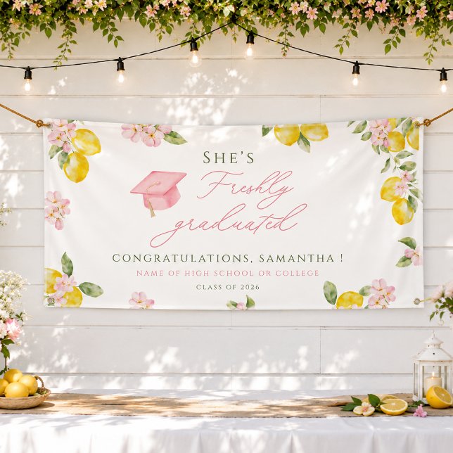 Frische Absolventen-Limonen-Rosa-Blumen-Abschlussf Banner (Von Creator hochgeladen)
