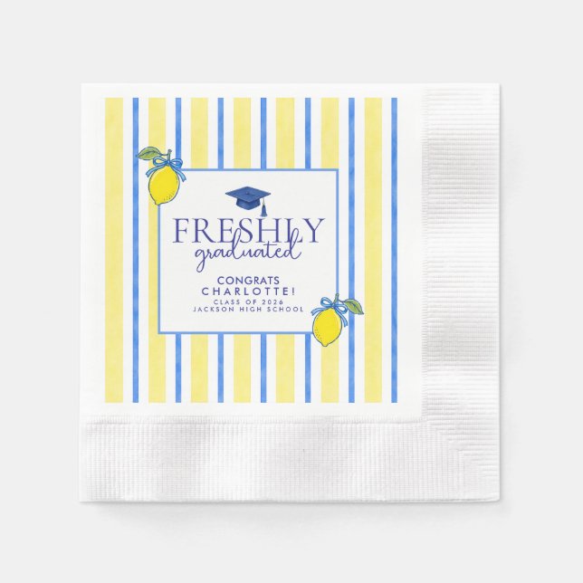 Frische Absolventen Wasserfarbe Zitrone Abschluss Serviette (Vorderseite)