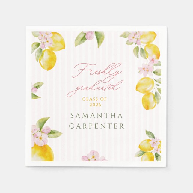 Frische Absolventin rosa Blumenmuster Serviette (Vorderseite)