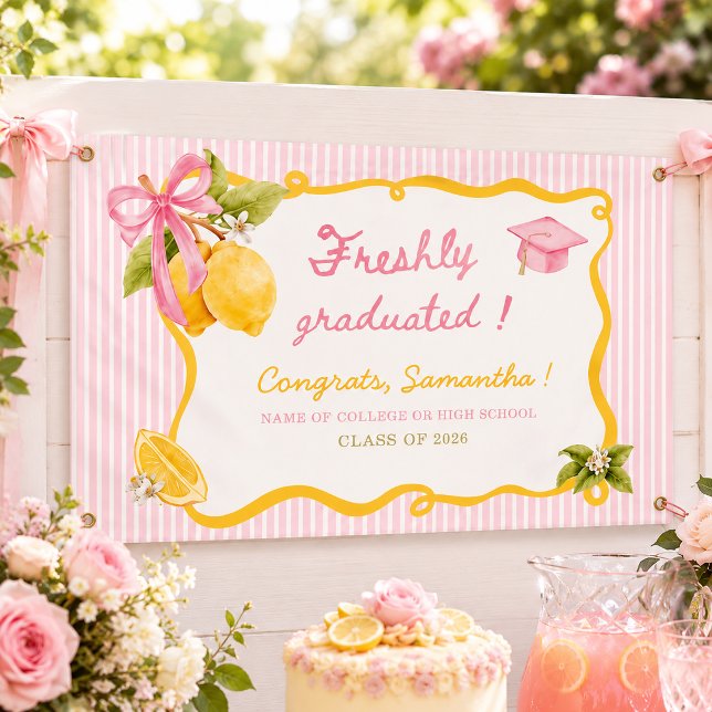 Frische Absolventin rosa Schleife  Abschlussfeier Banner (Von Creator hochgeladen)