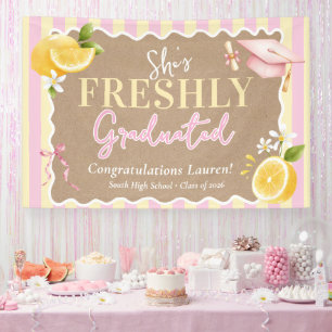 Frische Absolventinnen Zitronen Rosa Gestreifte Ab Banner