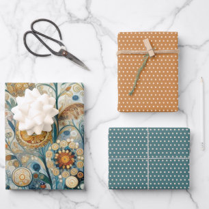 Frische Abstrakte Schneeflocken Frische Pasta mach Geschenkpapier Set