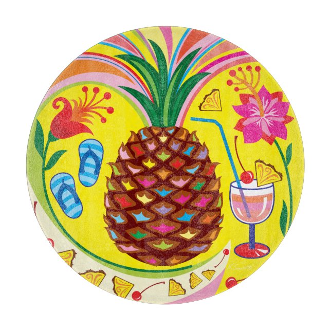 Frische Ananas Sommerfarben Schneidebrett (Vorderseite)