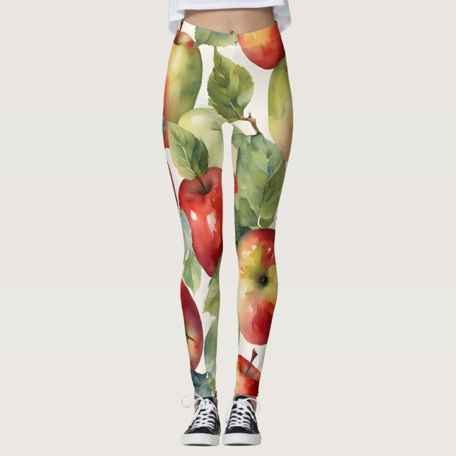 Frische Äpfel Aquarell-Design Leggings (Vorderseite)