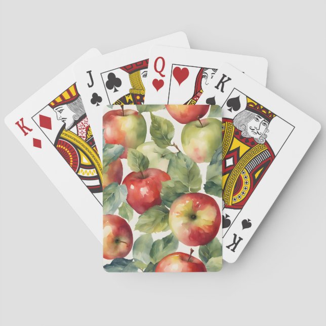 Frische Äpfel Aquarell-Design Spielkarten (Rückseite)