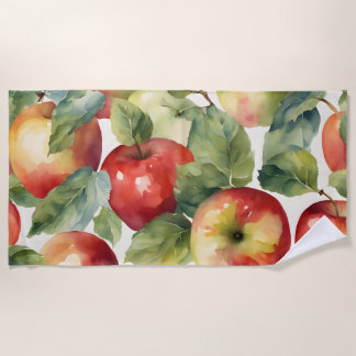 Frische Äpfel Aquarell-Design Strandtuch