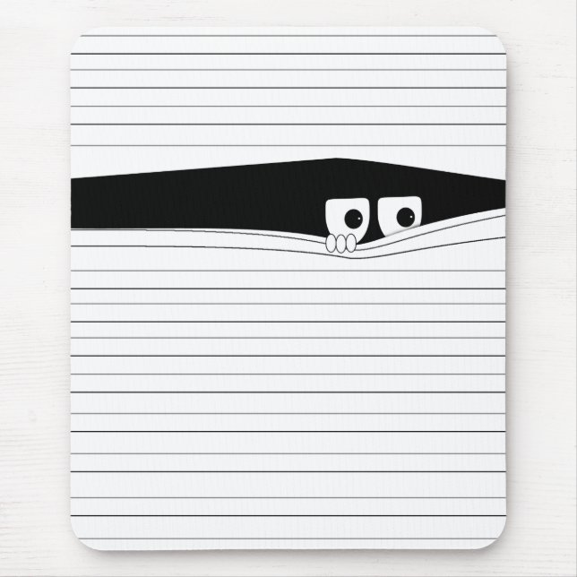 Frische Augen, die hinter den weißen Jalousien aus Mousepad (Vorne)