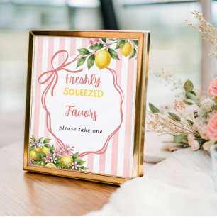 Frische, ausgepresste rosa Schleife Baby Shower Ge Poster