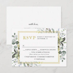 FRISCHE AUSWAHL Einfache Elegante Eukalyptus Hochz RSVP Karte
