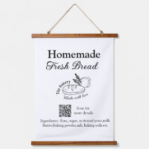 Frische Bäckerei füge Namen Zutaten Q r Code hinzu Wandteppich Mit Holzrahmen