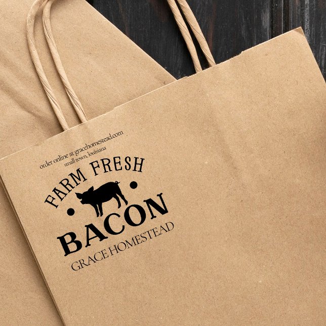 Frische Bacon Pig Bauern Markt Name Gummistempel (Von Creator hochgeladen)