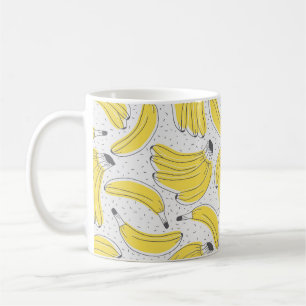 Frische Bananen handgezeichneter Hintergrund. Dood Kaffeetasse