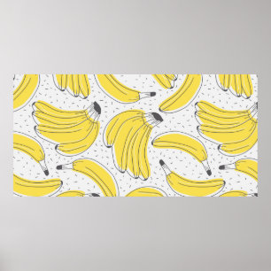 Frische Bananen handgezeichneter Hintergrund. Dood Poster