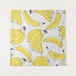 Frische Bananen handgezeichneter Hintergrund. Dood Wandteppich