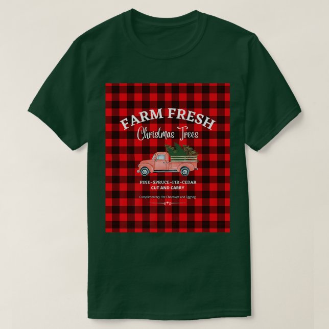 FRISCHE BÄUME, ALTER ROTER LKW, XMAS TR T-Shirt (Design vorne)