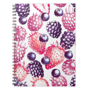 Frische Berries: farbenfroher Vintager Hintergrund Notizblock