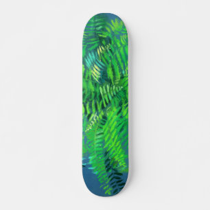 Frische Blätter, Blumenmuster, Grünpflanzen, Blau Skateboard