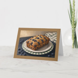 Frische Blaubeer-Brot auf Gingham-Küchenkarte Karte