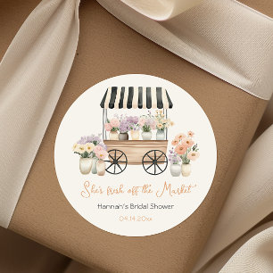 Frische Blumen auf dem Markt: Florale Bridal Showe Runder Aufkleber