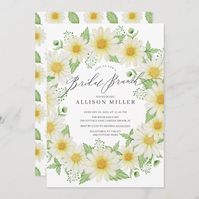 Frische Blumen Bridal Brunch Einladung (Vorne/Hinten)