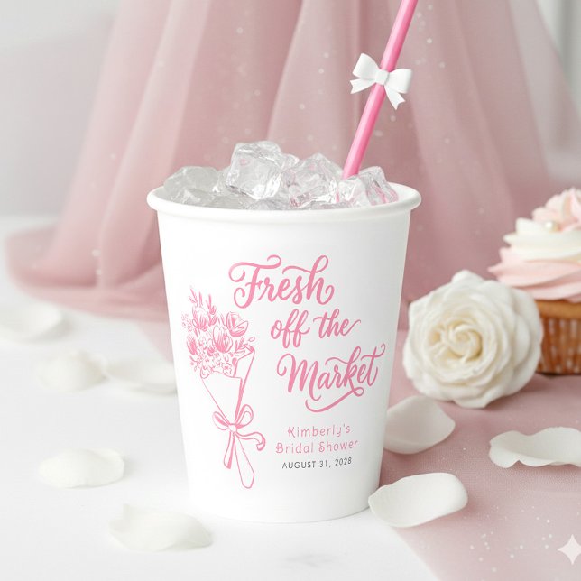 Frische Blumen Hochzeitsdusche mit rosa floralem M Pappbecher (Fresh off the market pink floral bridal shower cups)
