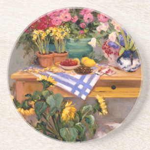 Frische Blumen I Sandstein Untersetzer