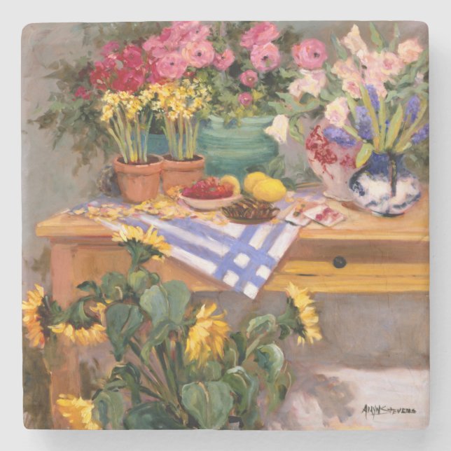 Frische Blumen I Steinuntersetzer (Vorderseite)