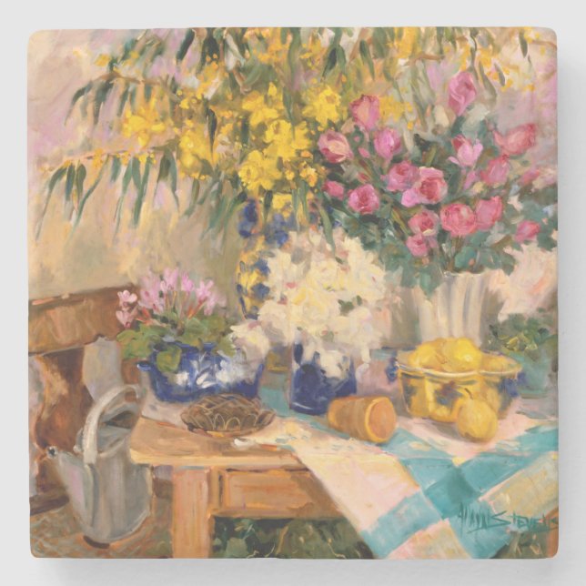 Frische Blumen II Steinuntersetzer (Vorderseite)