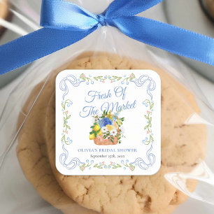 Frische Blumen zur Hochzeitsdusche der Farmerin di Quadratischer Aufkleber