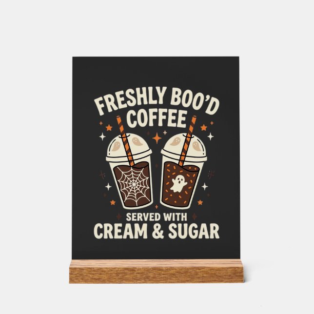 Frische Blut Halloween-Kaffee Acrylschild (Vorderseite)
