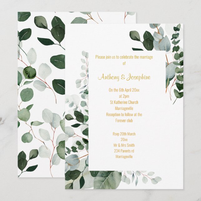 FRISCHE BOTANISCHE BREITERINVITATION EINLADUNG (Vorne/Hinten)
