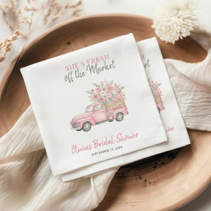 Frische Braut Hochzeitsdusche mit rosa Lastwagen Serviette