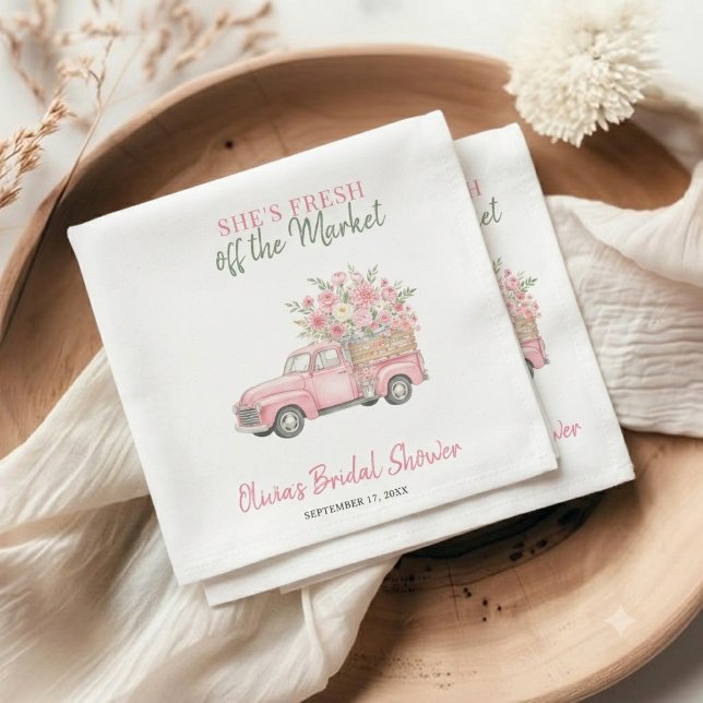 Frische Braut Hochzeitsdusche mit rosa Lastwagen Serviette (Von Creator hochgeladen)