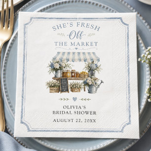 Frische Bridal Shower Blau Und Weiß Auf Dem Markt Serviette