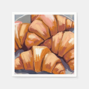 Frische Croissants Bäckerei Malerei Serviette