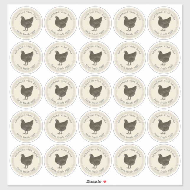 Frische Eier Eierkarton Antik weiß 2,5 Zoll Aufkleber (Blatt)