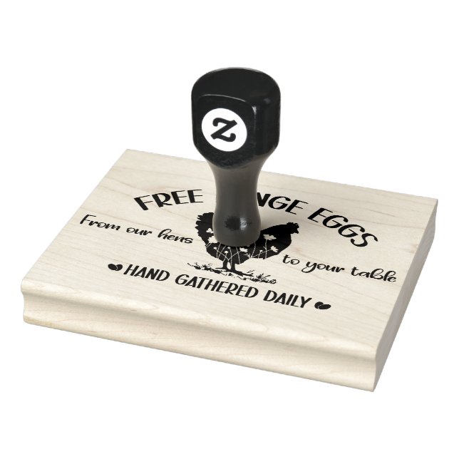 Frische Eier Freilandeier Briefmarke Karton Gummistempel (Stempel)